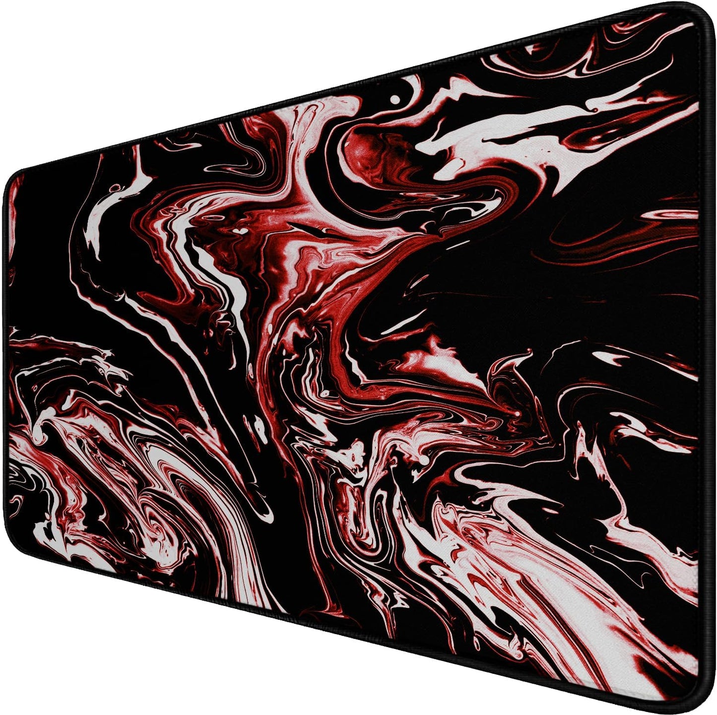Large Extended Gaming Mouse Pad with Stitched Edges, (31.5X15.7In) Durable Non-Slip Natural Rubber Base, Waterproof Computer Keyboard Pad Mat for Esports Pros/Gamer/Desktop/Office/Home-Black