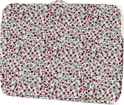 Puffy Laptop Sleeve 13 Inch Cute Quilted Laptop Protective Case Padded Floral Computer Sleeve for MacBook (A-Blue, 13 Inch)