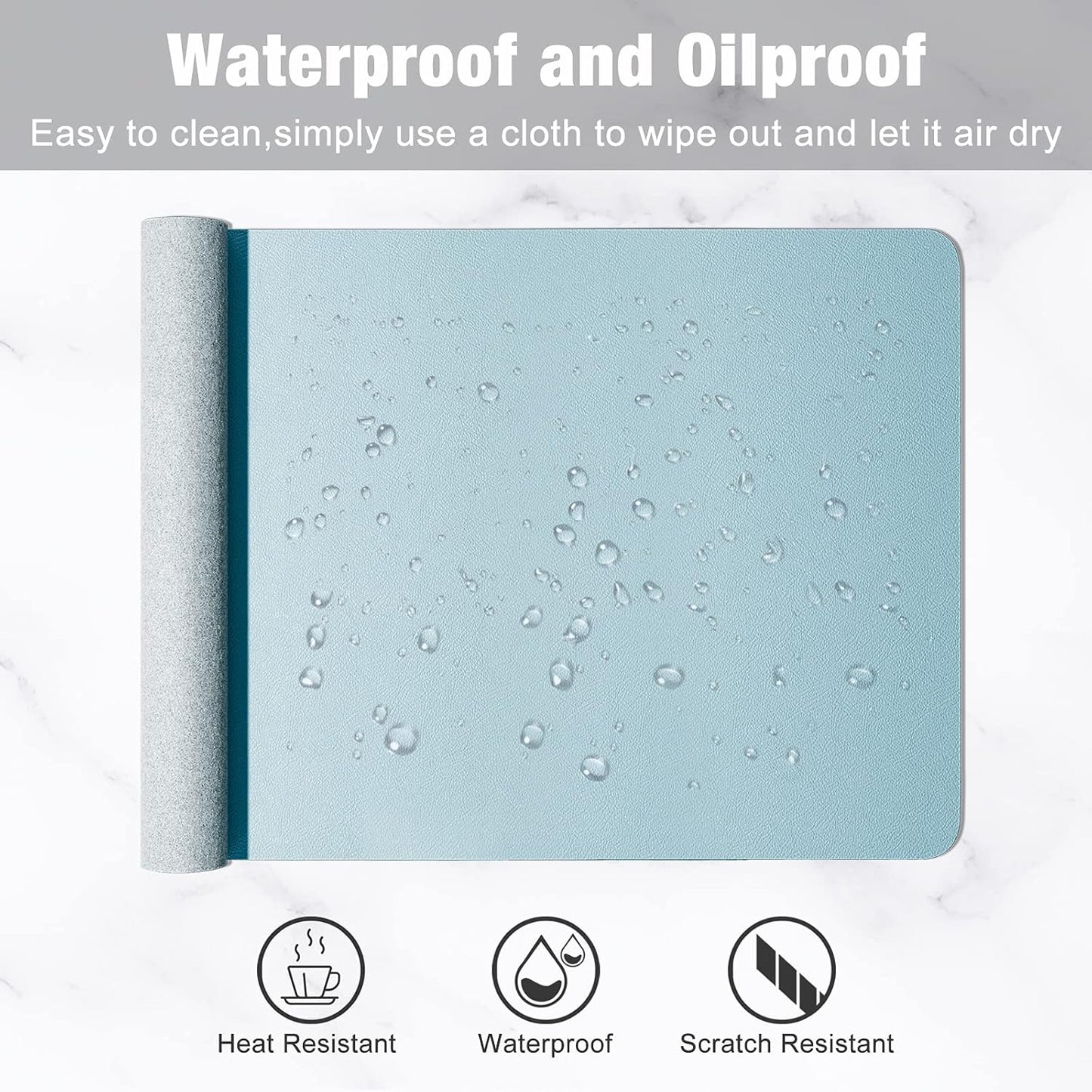 Hsurbtra Desk Pad, 23.6" x 13.8" PU Leather Desk Mat, M Extended Mouse Pad, Waterproof Desktop Blotter Protector, Non-Slip Ultra Thin Small Laptop Keyboard Writing Mat for Office Home, Pink