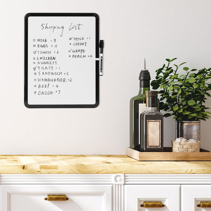 Mr. Pen- Dry Erase Board, 14” x 11” with a Black Dry Erase Marker, White Frame, Small Mini White Board for Students, Fridge, Wall, Locker, Includes Double Sided Tapes