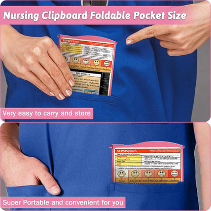 Clipboard Foldable Without Edition Cheat Sheets Aluminum 3 Layers Foldable Clipboards Pocket Size Profile Clip Clipboards Notepad for Students, Nurses,Contractor Trucker Driver