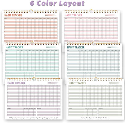 Habit Tracker Calendar, Aesthetic Daily Weekly Goal and Habit Tracker Journal, 12 Months Undated Habits Tracker Planner with Spiral Binding, Boost Productivity Tool and Workout Calendar, 11.7"x8.5"