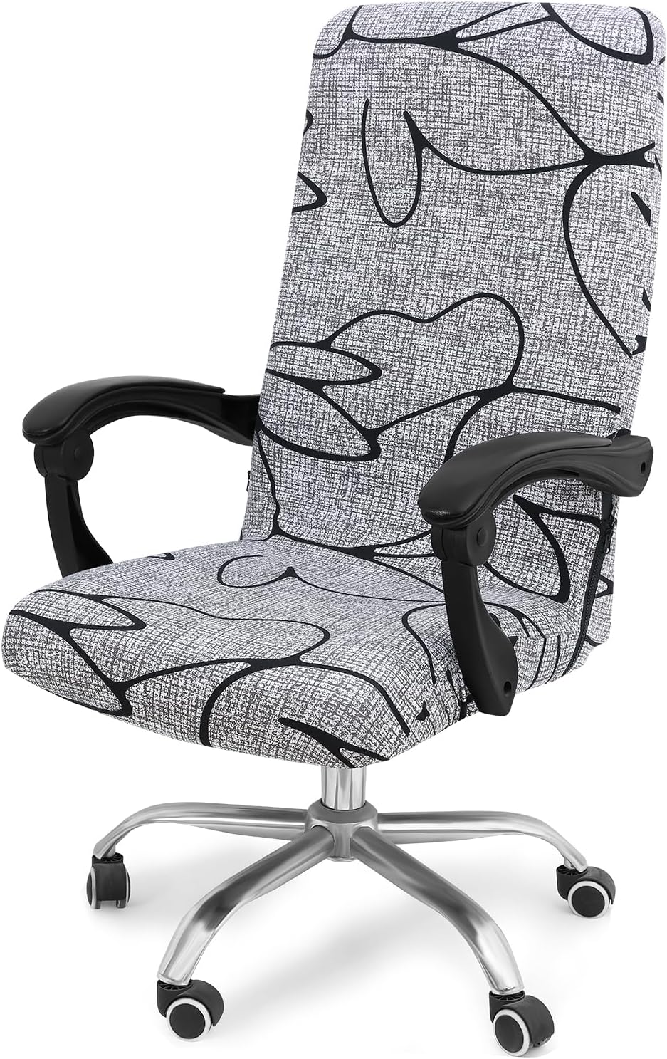 Smiry Stretch Printed Office Chair Armrest Covers, 2 Pcs Soft Fit Removable Washable Computer Desk Chair Arm Covers Protector, Black