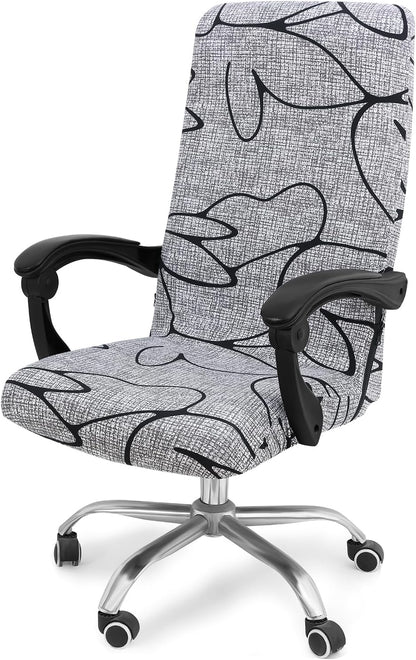 Smiry Stretch Printed Office Chair Armrest Covers, 2 Pcs Soft Fit Removable Washable Computer Desk Chair Arm Covers Protector, Black