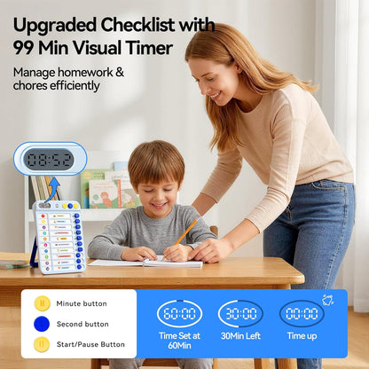 Chore Chart for Kids, Checklist Planning Board with Sliders, 19 Personalizable Sheets and Magnetic Marker, ADHD Tools for Kids to Do List Routine Chart Visual Schedule Board with Stand