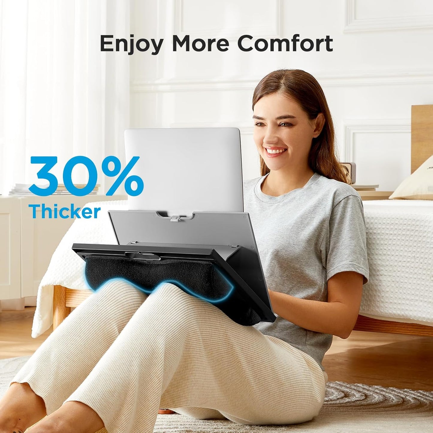 HUANUO Laptop Desk, Portable Laptop Stand Fits Up to 15.6 Inch Laptops, Adjustable with 8 Angles Lap Desks for Adults - Dual Cushion Desk for Sofa, Bed, Car or Work Table