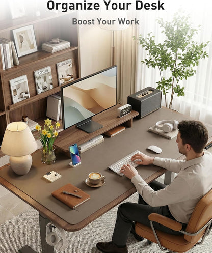 Aothia Non-Slip Waterproof PU Leather Desk Pad Protector for Mouse, Writing Desk, Office, Home, Laptop Blotter, 23.6" x 13.7", Black - Colors A