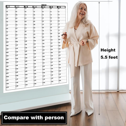 36x45 Inch Large Dry Erase Weekly Wall Calendar 24 Hour Time Slots And 24x36 Inch Big Monthly White Board Planner Combo For Work,Home Office,Jumbo Weekly Homeschool Calendar 30 Minute Increments