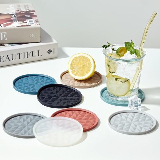 Silicone Coasters for Drinks [2 Pack for Office]- Cup Mat for Tabletop Protection-Non-Slip, Non-Stick, Coffee Table Decor, Great Gift for Any Occasion, Black