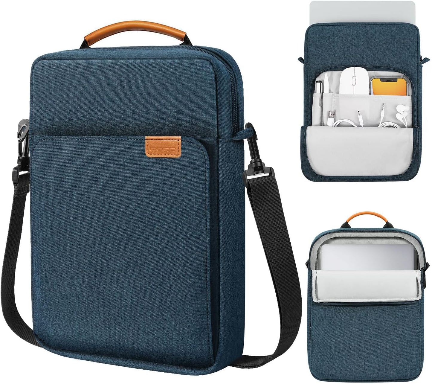 MoKo 13 Inch Tablet Sleeve Bag, Fits with 13 Inch New iPad Pro M5 & Air M4/M3, iPad Pro 12.9 M2&M1,Surface Laptop Go 12.4,Galaxy Tab S8+/S9+ 12.4,Handle Carrying Case with Shoulder Strap,Black &Gray