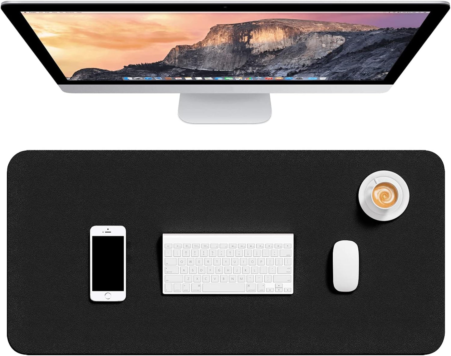 Hsurbtra Desk Pad, 23.6" x 13.8" PU Leather Desk Mat, M Extended Mouse Pad, Waterproof Desktop Blotter Protector, Non-Slip Ultra Thin Small Laptop Keyboard Writing Mat for Office Home, Pink