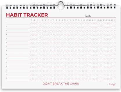 Hadigu Habit Tracker Calendar (Undated 12 Month) Colorful Motivational Design, Spiral Bound and Hanger, A4 Size (8,3"x11.7") Quality Heavy Paper, Monthly Habit Tracker Journal, Goal Tracker, Workout