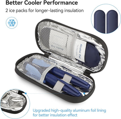 Gelozid Insulin Pen Cooler Travel Case Diabetic Medication Insulated Cool Organizer with 2 Reusable Ice Packs for Insulin Pen and Other Diabetic Supplies, for the Daily Life and Trip(Black)