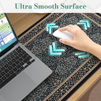 iCasso Desk Cover Mat, Office Mouse Pad, Desk Protector Mat, Extra Large Matt for Desktop,Anti-Slip XXL Big Mousepad with Stitched Edges for Computer Keyboard Retro Black - Colors A