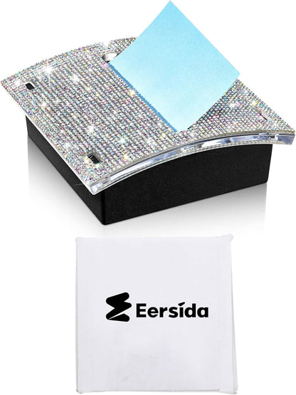 Eersida Rhinestone Self Stick Note Pad Holders 4 x 4 Inches Pink Cute Note Holder Sticky Dispenser Bling Memo Stick Dispenser for Office Employee Coworkers Gifts Home Desk Supplies