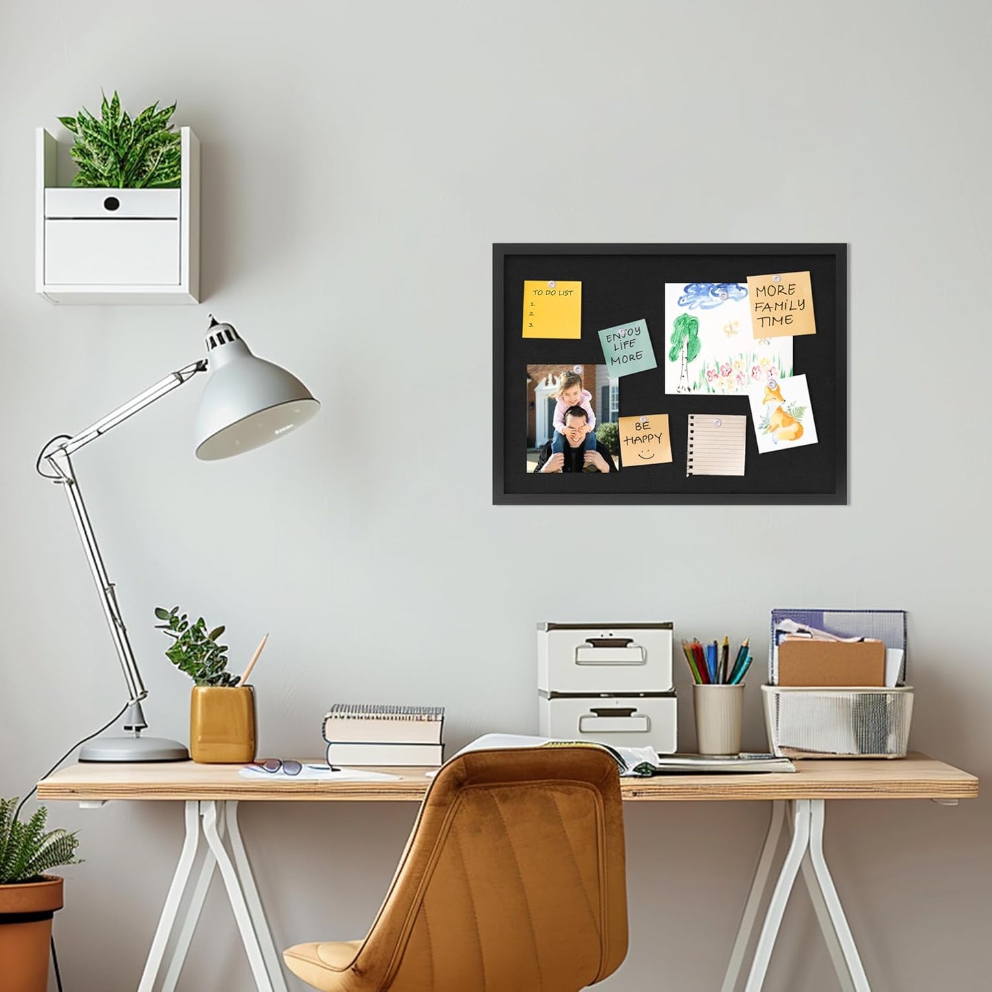 DAHAPYBOO Cork Board with Linen White,Bulletin Board 17"x12" Hanging Corkboards for Office Home School Message Board or Vision Board Decoration.