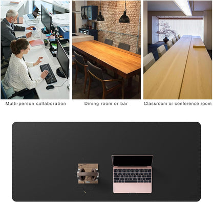 Cacoy 36" x 20" Leather Desk Mat for Home Office, Extra Large PU Leather Desk Pad Blotters, Waterproof Computer Keyboard Mat, Extended Gaming Mouse Pad, Desk Protector for Desktop and PC Laptop, Black