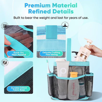 EUDELE Mesh Shower Caddy Portable for College Dorm Room Essentials, Shower Caddy Dorm with 8-Pocket Large Capacity for Beach, Swimming, Gym, Travel essentials