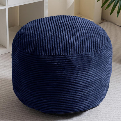 HIGOGOGO Round Stuffed Pouf Ottoman, Corduroy Poufs with Foam Chunk Filling, Furry and Fluffy Pouf Foot Stool Storage Ottoman, 20 X 15 Floor Poufs Foot Rest for Living Room, Dark Grey