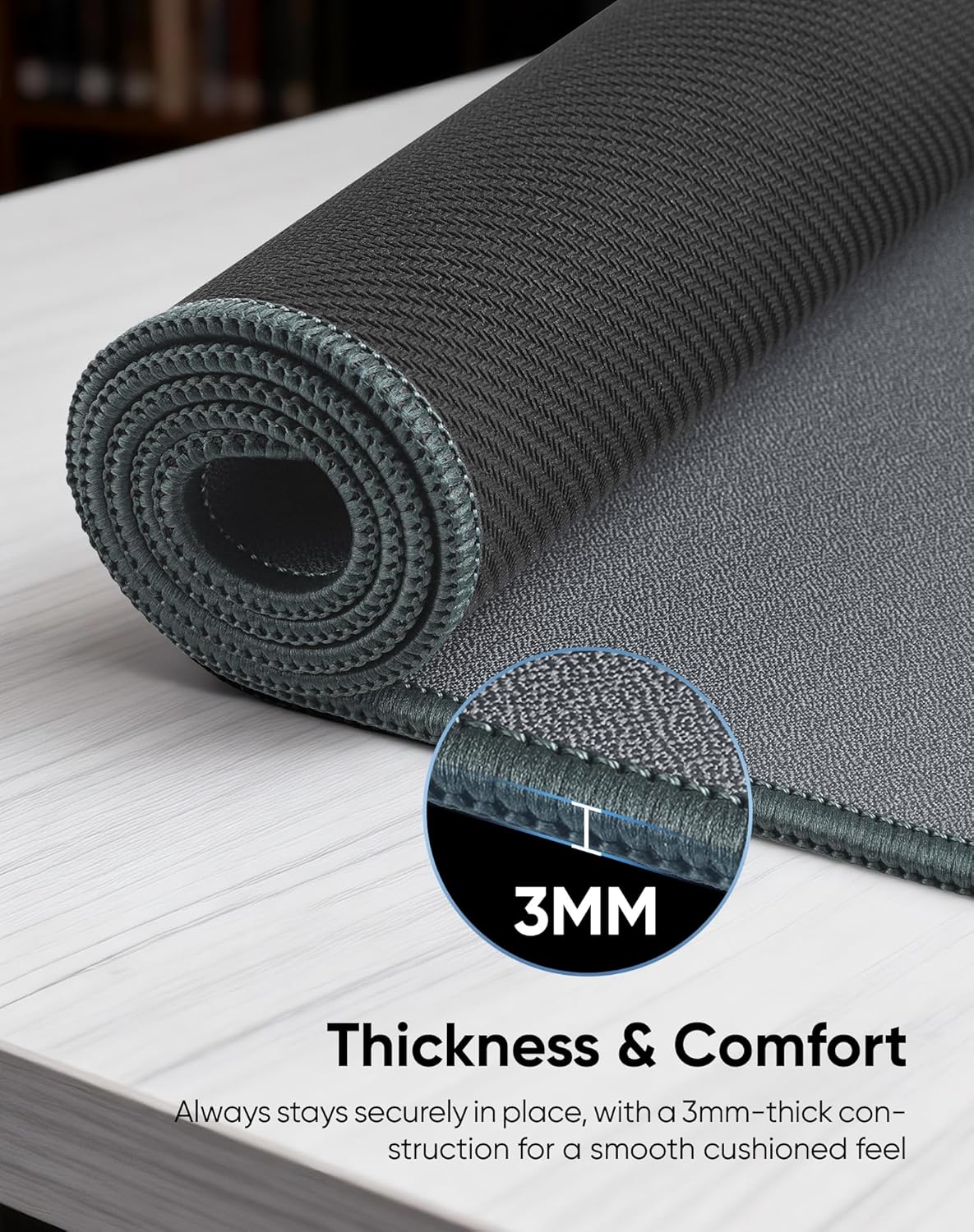 Reniteco Waterproof Large Gaming Mouse Pad with Durable Stitched Edges, Non-Slip Rubber Base, Grainy Jacquard Mouse Mat Desk Pad for Home Office Gaming, 31.5''x11.8''x0.12'', Matte Beige