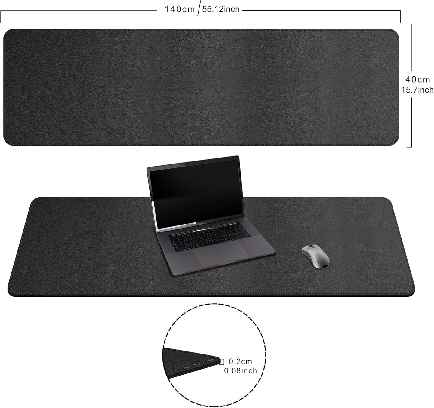 Cacoy 36" x 20" Leather Desk Mat for Home Office, Extra Large PU Leather Desk Pad Blotters, Waterproof Computer Keyboard Mat, Extended Gaming Mouse Pad, Desk Protector for Desktop and PC Laptop, Black