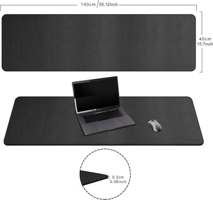 Cacoy 36" x 20" Leather Desk Mat for Home Office, Extra Large PU Leather Desk Pad Blotters, Waterproof Computer Keyboard Mat, Extended Gaming Mouse Pad, Desk Protector for Desktop and PC Laptop, Black