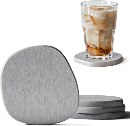 Diatomaceous Earth Coasters Set of 2 for Drinks, Moisture Water Absorbent Stone Coasters for Table Desk at Work, Water Absorbing Instant Drying Diatomite, Modern White