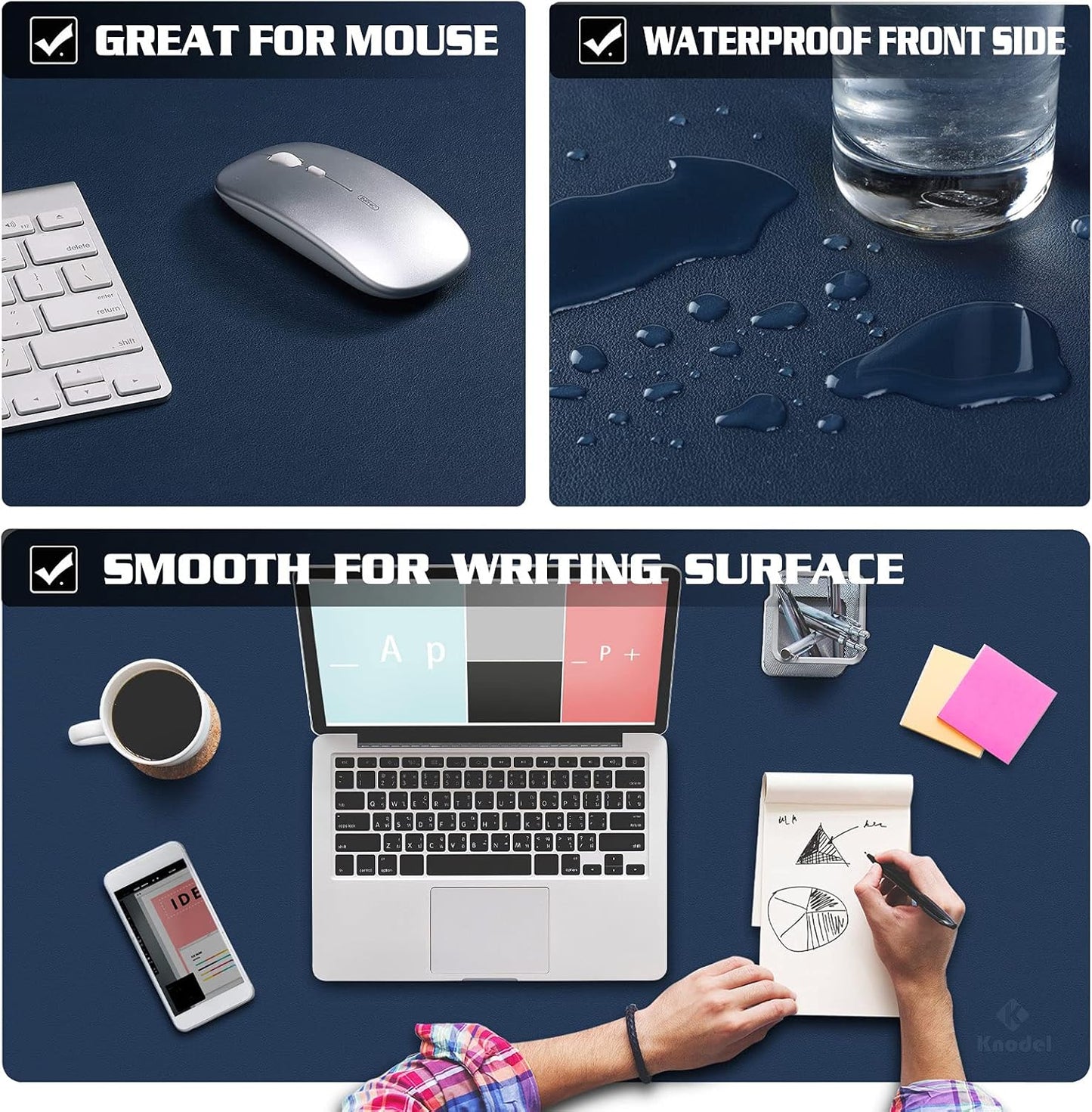 K KNODEL Non-Slip Desk Mat, Desk Pad, Desk Blotter, Desktop Mat for Desk, Large Desk Protector, Office Computer and Laptop Mat for Desk (31.5"x15.7", Brown)