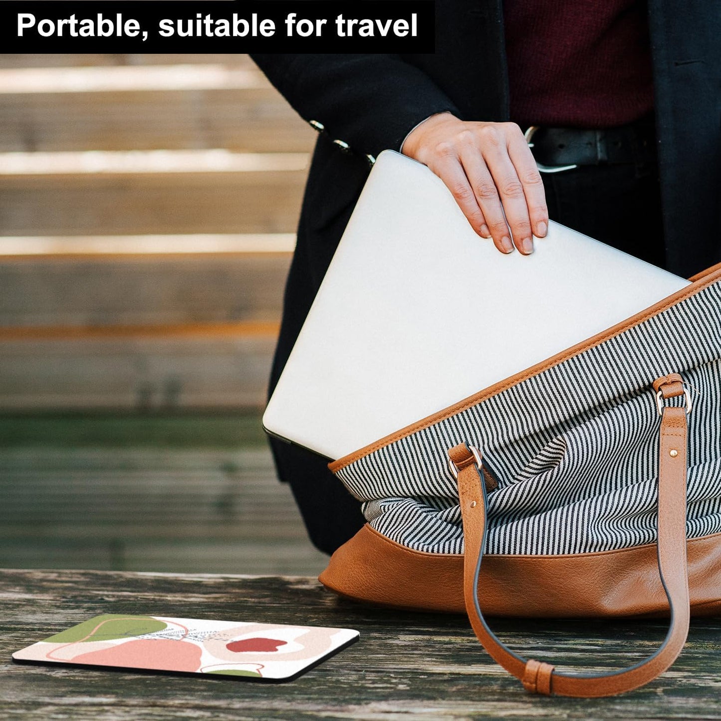 Audimi Small Mouse Pad 6 x 8 Inch, Mini Mouse Pad Thick for Laptop Wireless Mouse Home Office Travel, Portable & Washable (Black)