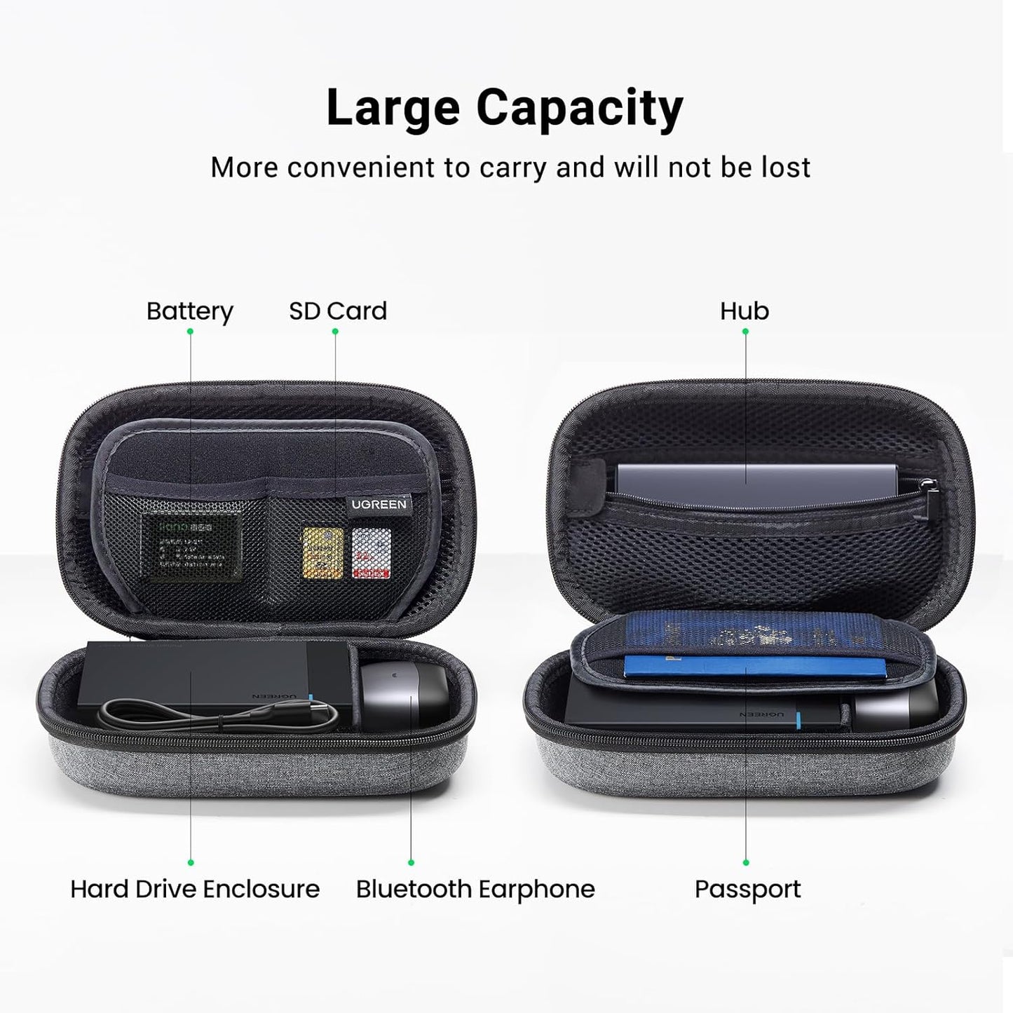 UGREEN Electronic Organizer Travel Case Pouch Bag Accessories Portable Waterproof Storage Bag Travel Essentials with Cable USB Flash Drive Charger External Battery Memory Card