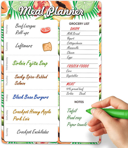 Dry Erase Magnetic Meal Planner for Refrigerator A4 (8.5x12 inch) - Magnet Weekly Menu Board for Fridge - Magnetic Menu White Board - Fridge Meal Planner Magnet - Dinner Meal Planner Dry Erase Board