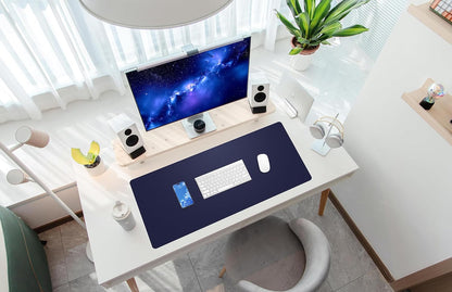 AFIING Large Desk Mat 47" x 17", Dual-Sided Natural Cork & PU Leather Desk Pad, Non-Slip Waterproof Mouse Pad for Office, Home & Gaming, Black