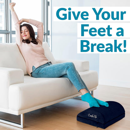ComfiLife Foot Rest for Under Desk at Work – Adjustable Height Memory Foam Foot Stool for Under Desk, Office Chair & Gaming Chair – Ergonomic Footrest for Back & Hip Pain Relief (Black)