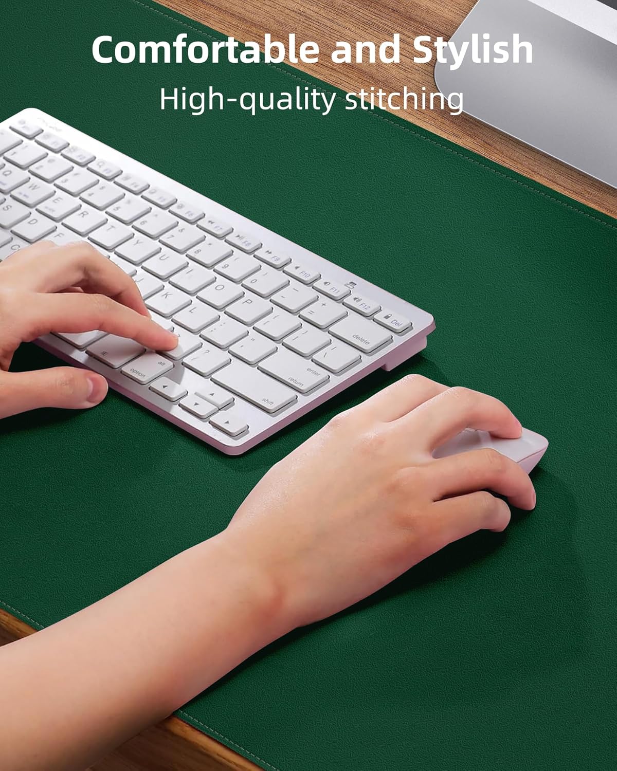 AFIING Desk Pad Protector 23.6" x 13.7" - Non-Slip Waterproof PU Leather Desk Mat for Mouse, Keyboard, Laptop, Office and Home Workspace (Beige)