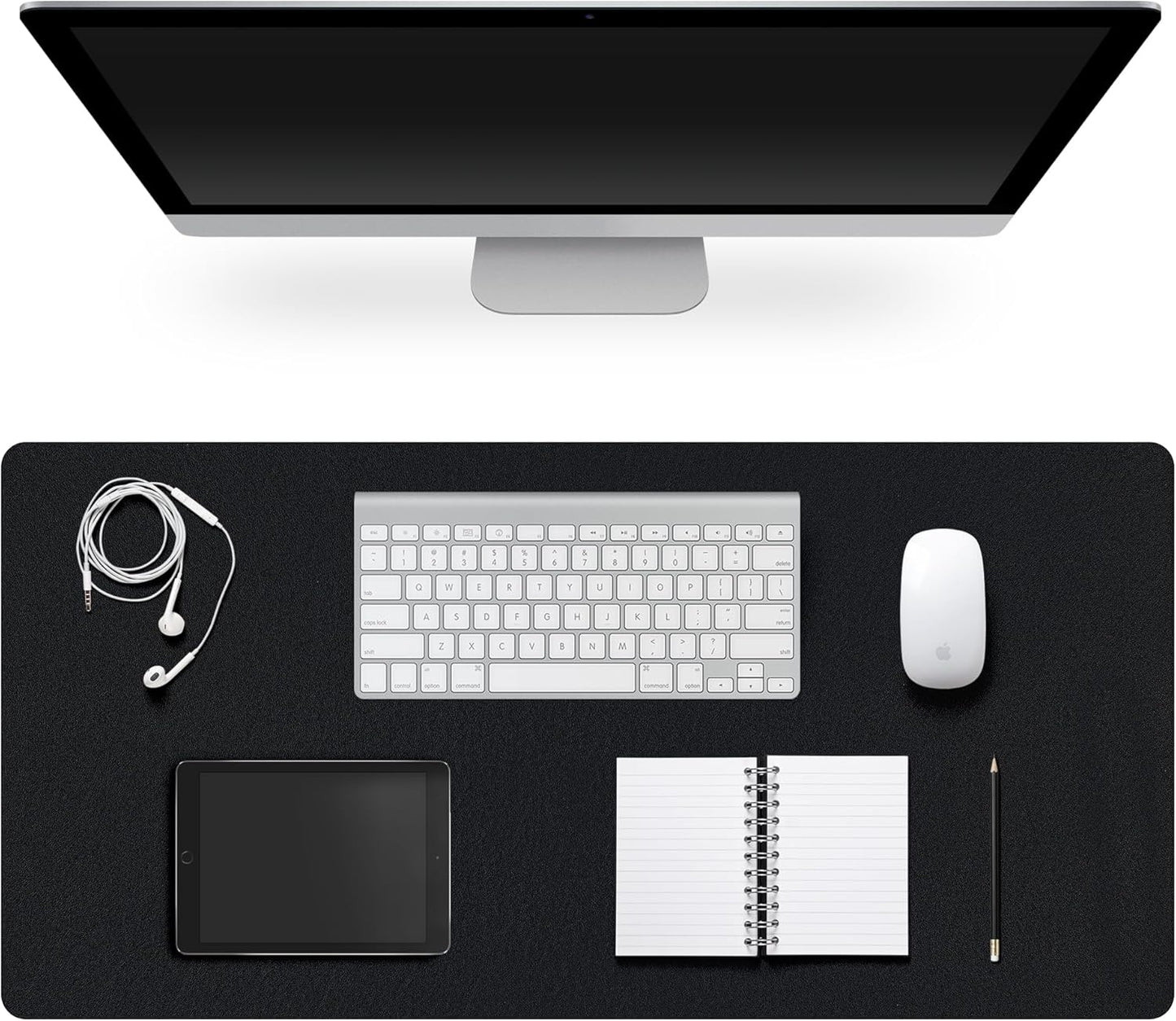 Leather Desk Pad Protector,Non-Slip Desk Pad,on-Slip PU Leather Large Mouse Pad,Easy Clean Desk Protecor Mat,Writing Pad for Office Work/Home/Decor(Black, 23.6" x 13.7")