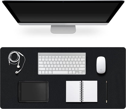 Leather Desk Pad Protector,Non-Slip Desk Pad,on-Slip PU Leather Large Mouse Pad,Easy Clean Desk Protecor Mat,Writing Pad for Office Work/Home/Decor(Black, 23.6" x 13.7")