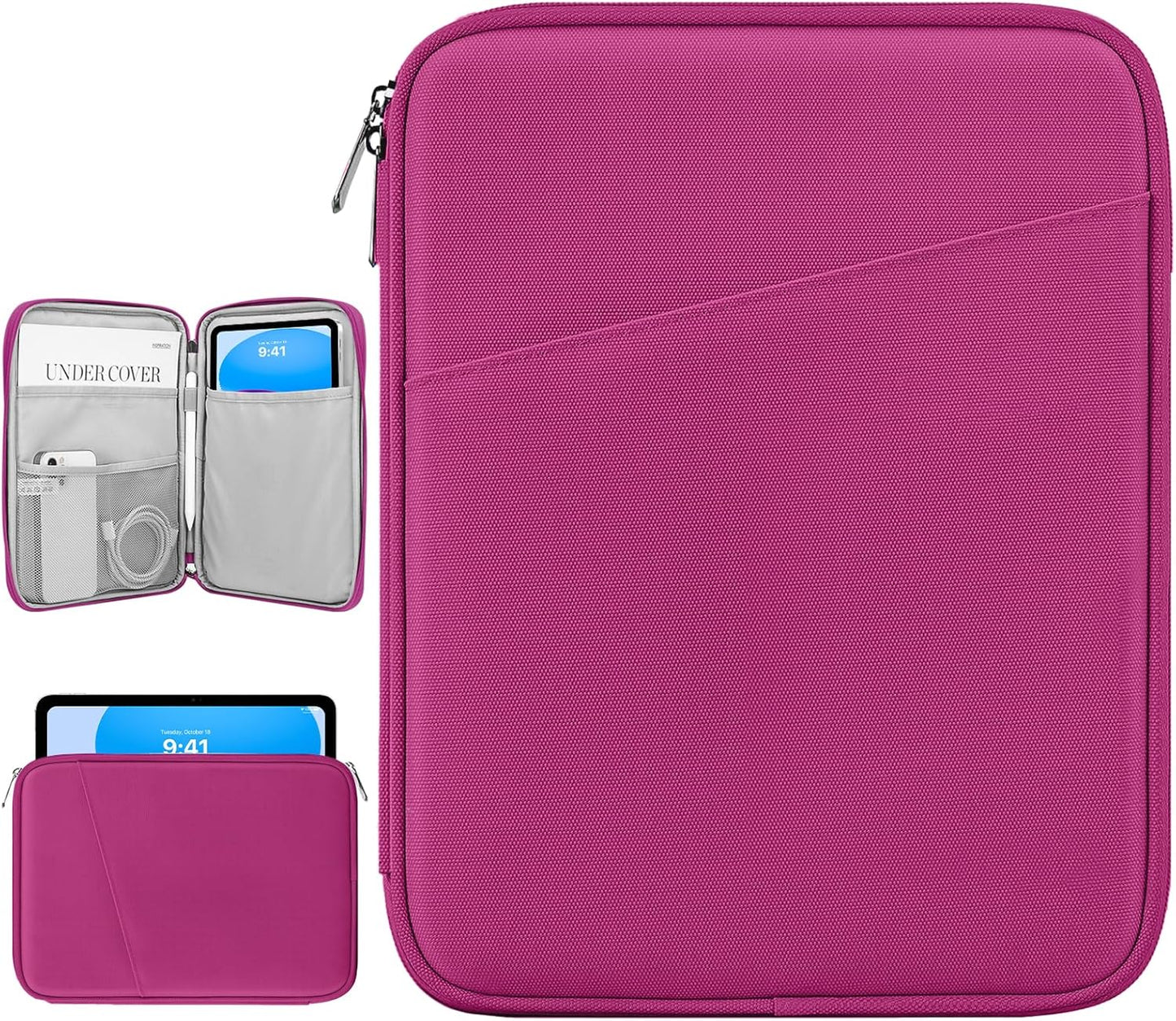 Dadanism 9-11" Tablet Sleeve Bag Carrying Case for iPad (A16) 11th Gen 11", iPad 10th Gen 10.9" Air 5/4, iPad Air M4/Pro 11", iPad 9/8/7th, Galaxy Tab A11+ Plus 11", Remarkable 2 10.3", Black