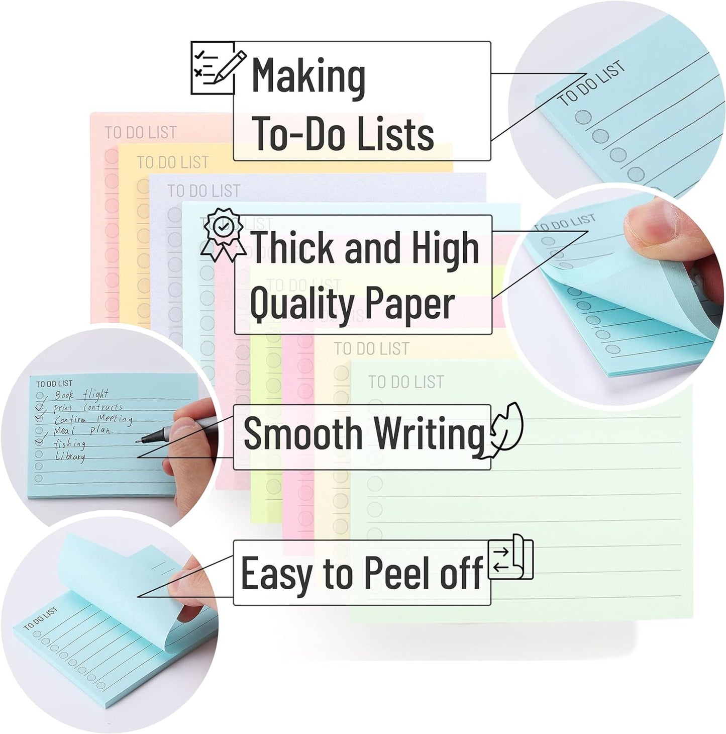 Mr. Pen- to Do List Sticky Notes, 3” x 5”, 9 Pads, 360 Sheets, Lined Checklist Sticky Pads with Smooth Writing, Easy Peel-Off, Thick Paper for Planning, Office, School & Daily Tasks