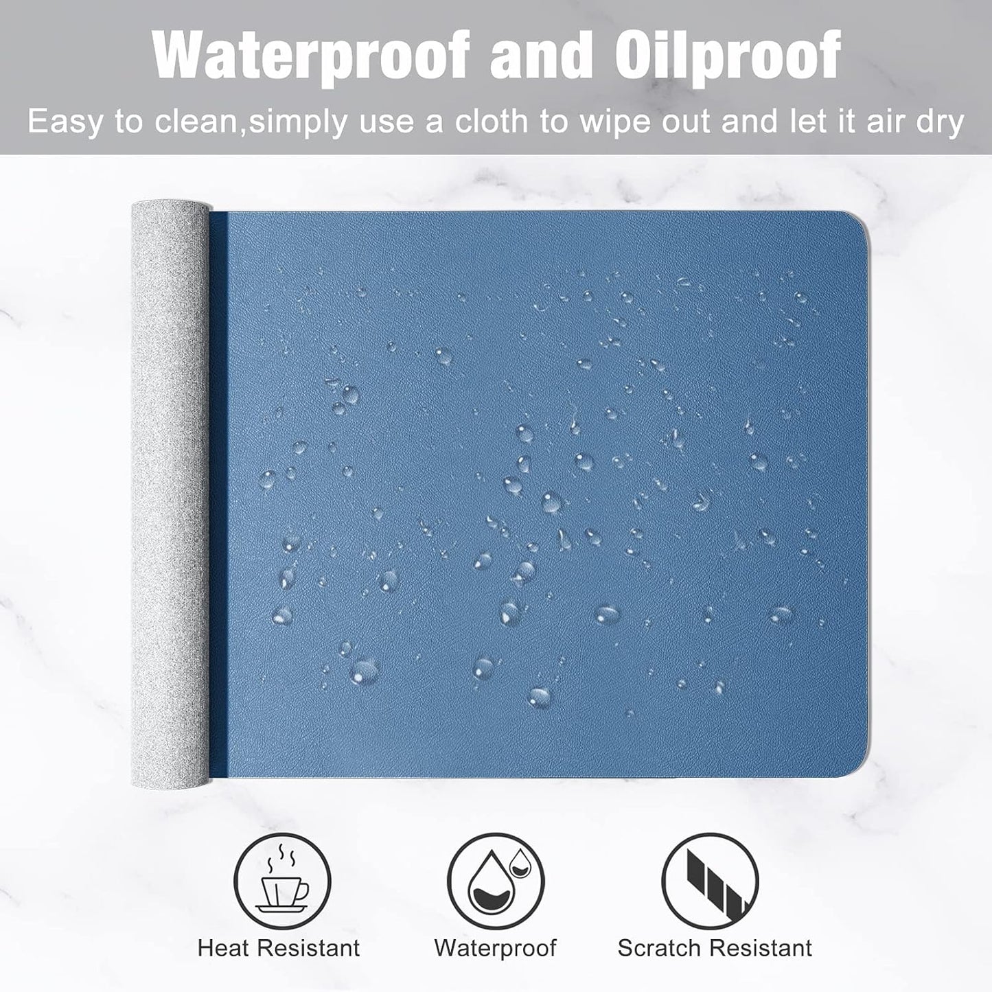 Hsurbtra Desk Pad, 23.6" x 13.8" PU Leather Desk Mat, M Extended Mouse Pad, Waterproof Desktop Blotter Protector, Non-Slip Ultra Thin Small Laptop Keyboard Writing Mat for Office Home, Pink