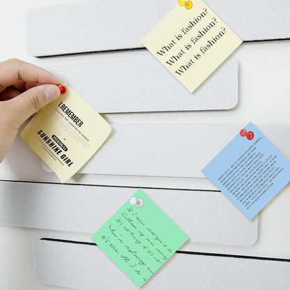 Felt Pin Board Bar Strips Bulletin Board for Bedrooms Offices Home Wall Decoration, Notice Board Self Adhesive Cork Board with 35 Push Pins for Paste Notes, Photos, Schedules