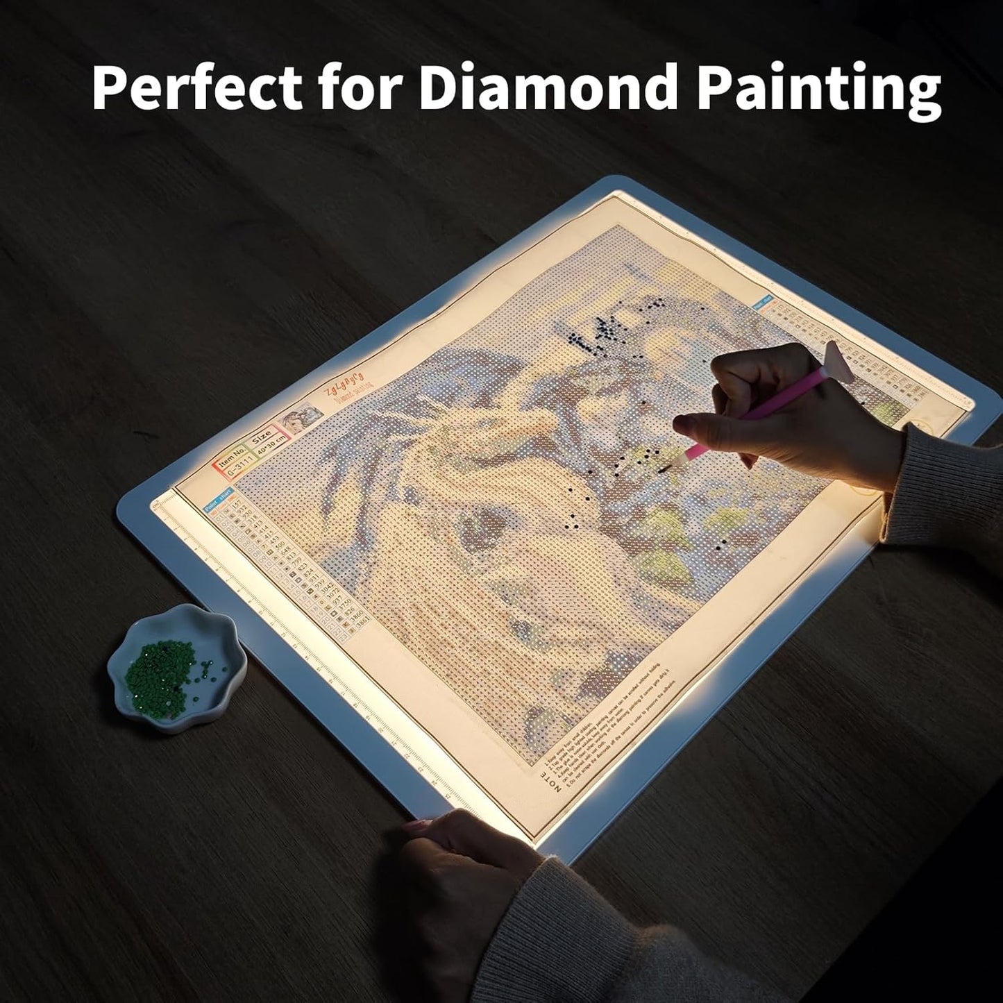 TOHETO Rechargeable A2 Light Pad for Diamond Painting 25.2''x18.4'', Magnetic Diamond Art Light Board, Wireless Lightbox for Tracing and Drawing, Cordless LED Light Table for Sketching, Weeding Vinyl