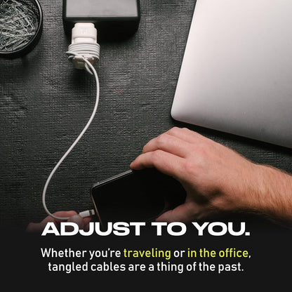 The Snap Back Charger Winder Compatible with Apple 5W Lightning iPhone, and iPad Charger and Adapter for Travel and Cable Management