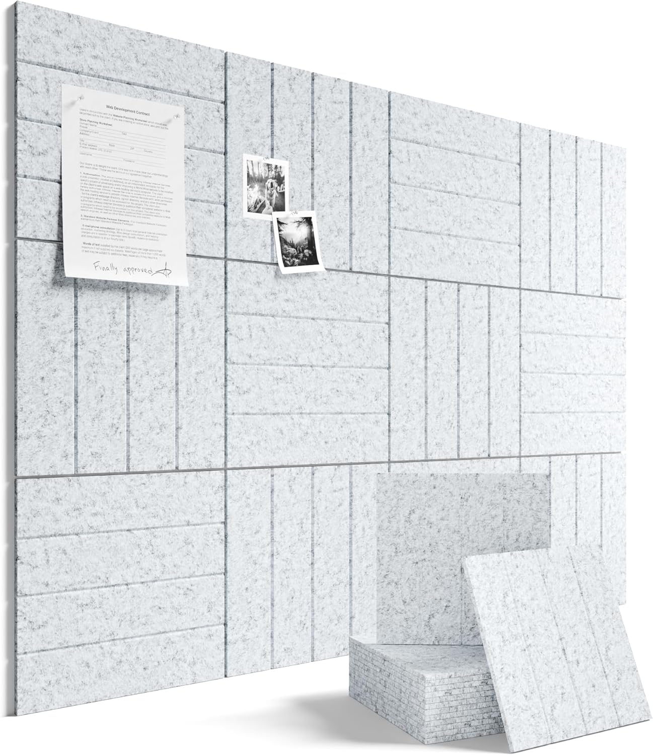 Fluxynara Large Felt Bulletin Board 48" x 36" Cork Board Alternative-12 Pack with 70 Safe Removable Adhesive Tabs, Cork Boards for Walls Cork Board for Home Office Classroom Pin Board (Oatmeal)