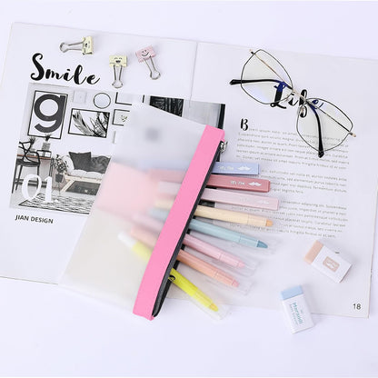 Mr. Pen- Clear Pencil Pouch, 8.50"x4.25", 3 Pack, Durable TPU Material, Medium Water-Resistant Pencil Bags with Smooth Zipper, Multipurpose Clear Pouch for Stationery, School, Office, Travel Supplies