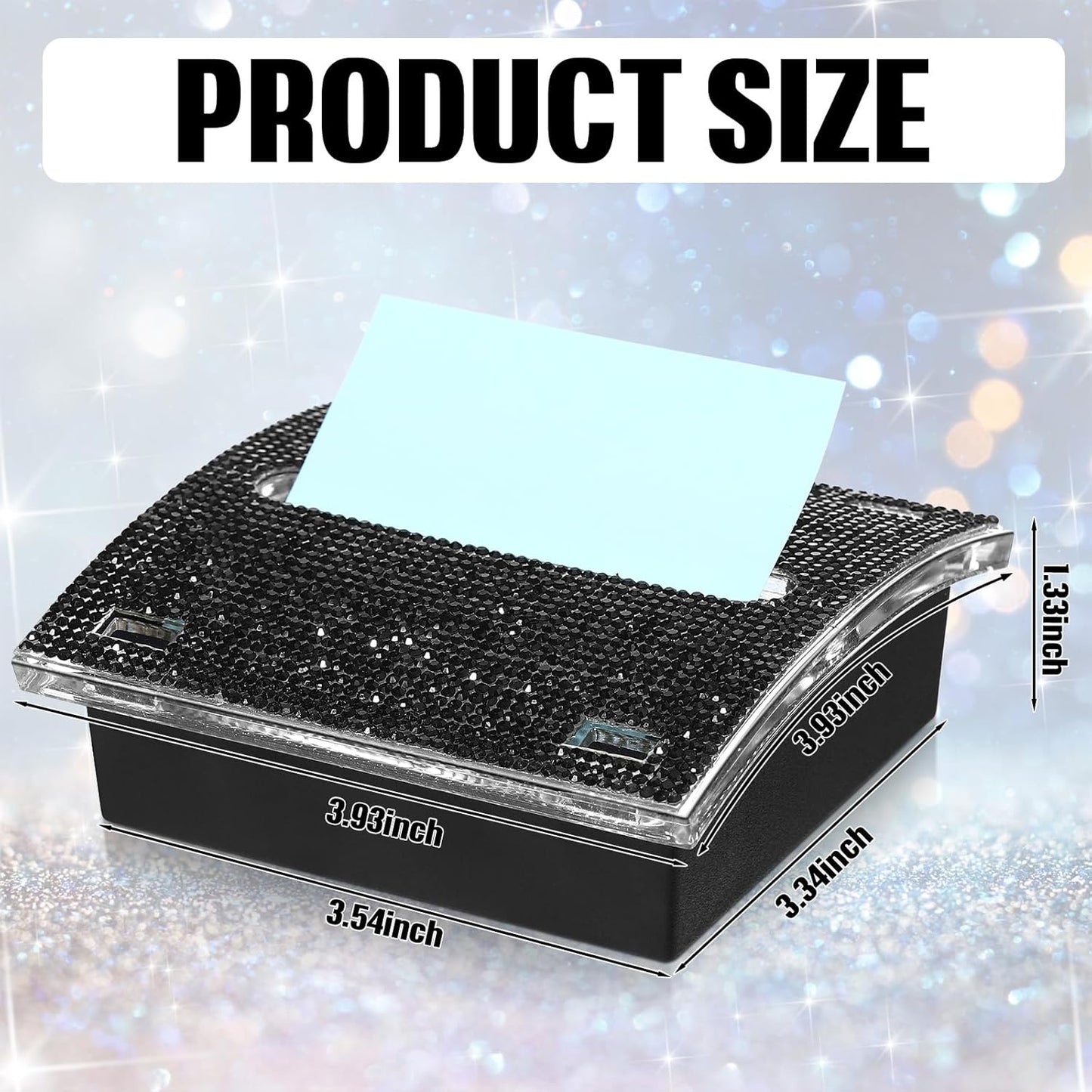 Eersida Rhinestone Self Stick Note Pad Holders 4 x 4 Inches Pink Cute Note Holder Sticky Dispenser Bling Memo Stick Dispenser for Office Employee Coworkers Gifts Home Desk Supplies