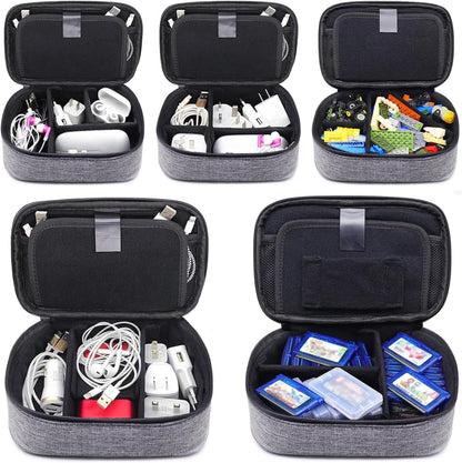 sisma Travel Electronics Organizer Small Carrying Case for Cables Phone Chargers USB Plugs Power Cords Earbuds Adapter Tech Accessories Pouch -Grey