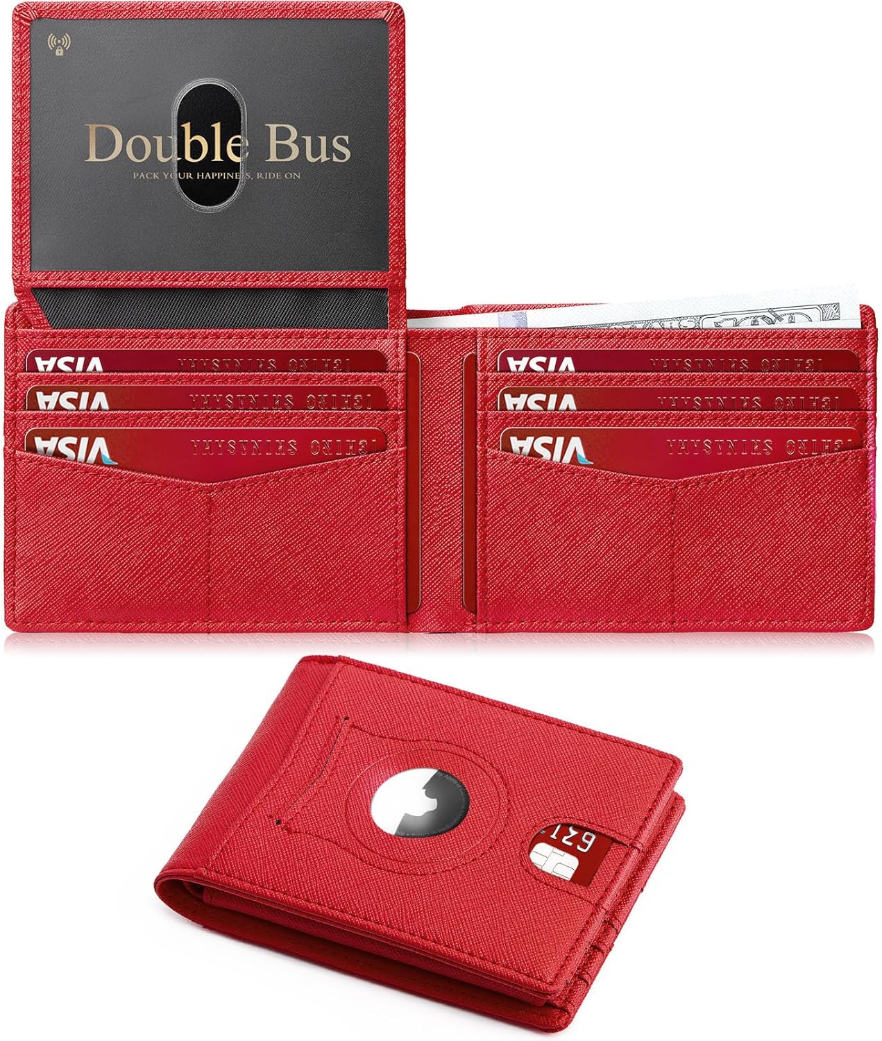 Wallet for Men Slim RFID Blocking Bifold Carbon Fiber,Minimalist Small Compact Front Pocket Credit Card Holder,Thin Mens Leather Wallets Smart Security With 2 ID Windows 1 Cash,Birthday Gifts for Men
