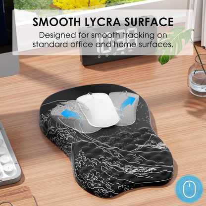 MROCO Ergonomic Mouse Pad with Wrist Support, Memory Foam Wrist Rest Mouse Pad, Non-Slip Base, Smooth Surface for Office & Home, Black