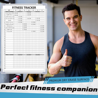 Lincia 16 x 12 Inch Fitness Tracker Whiteboard Workout Calendar for Home Gym Dry Erase Planner Hanging Removable to Do List for Wall Whiteboard with Aluminum Frame for Gym Program(Style A)