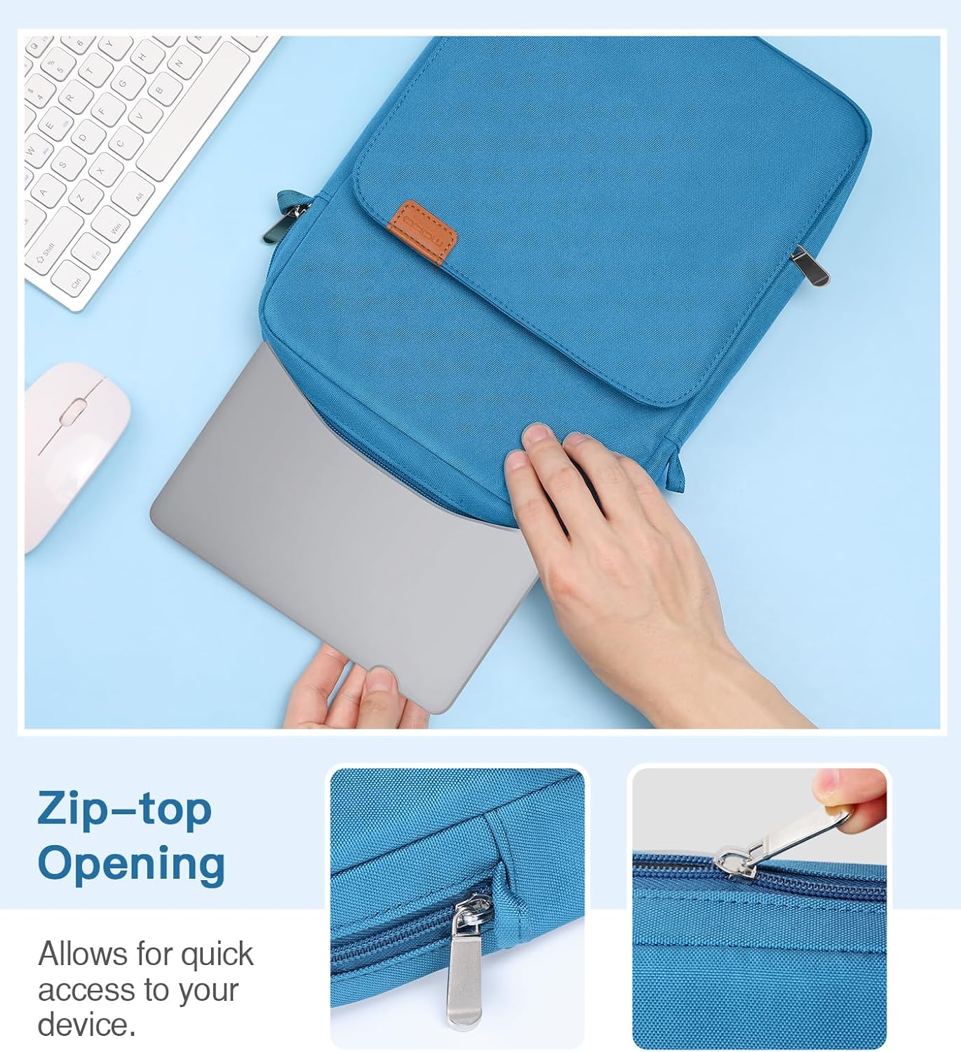 MoKo 13 Inch Tablet Sleeve Bag, Fits with 13 Inch New iPad Pro M5 & Air M4/M3, iPad Pro 12.9 M2&M1,Surface Laptop Go 12.4,Galaxy Tab S8+/S9+ 12.4,Handle Carrying Case with Shoulder Strap,Black &Gray